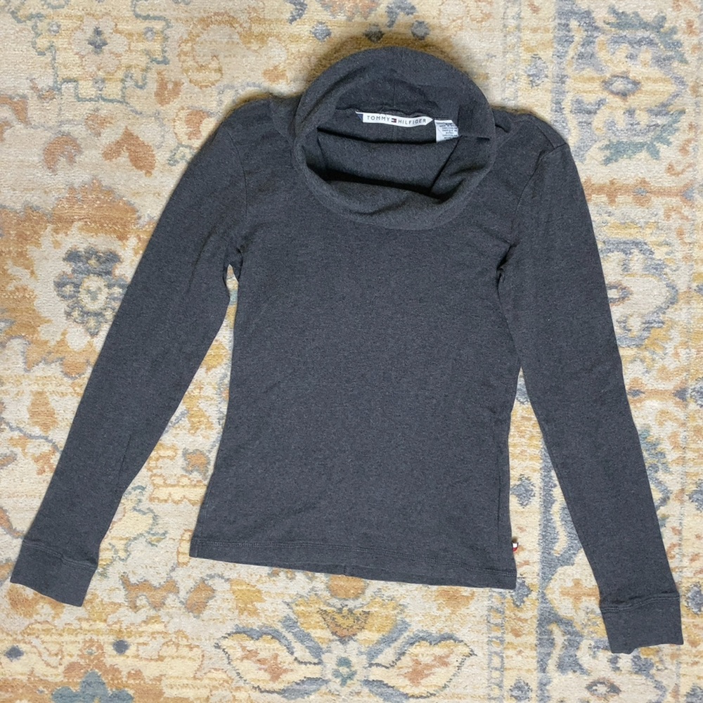 Tommy Hilfiger Grey Cowl Neck Sweater Size SP Small Petite